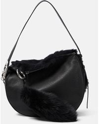 Burberry - Knight Medium Leather And Shearling Shoulder Bag - Lyst