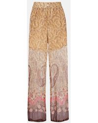 Valentino - Printed Silk-Blend Wide-Leg Pants - Lyst