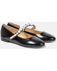 Mach & Mach - Sirene Embellished Leather Mary Jane Flats - Lyst