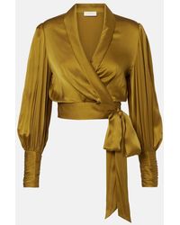 Zimmermann - Silk Satin Wrap Top - Lyst