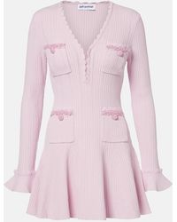 Self-Portrait - Beaded Ribbed-Knit Minidress - Lyst