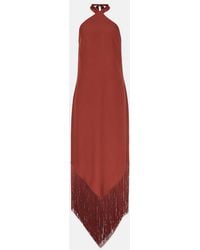 ‎Taller Marmo - Nina Fringed Crepe Cady Maxi Dress - Lyst