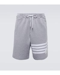 Thom Browne - 4-bar Striped Seersucker Cotton Shorts - Lyst