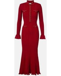 Self-Portrait - Beaded Ribbed-Knit Midi Dress - Lyst