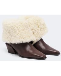 Paris Texas - Bettina Leather And Shearling Ankle Boots - Lyst
