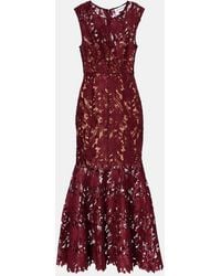 Self-Portrait - Floral Lace Midi Dress - Lyst