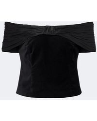 RIXO London - Chime Off-Shoulder Cotton Velvet Top - Lyst