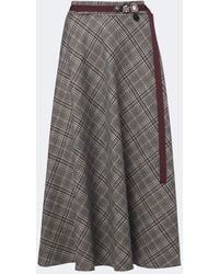 Max Mara - Belted Plaid Virgin Wool Midi Skirt - Lyst
