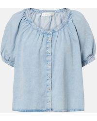 FRAME - Resort Gathered Cotton-Blend Shirt - Lyst