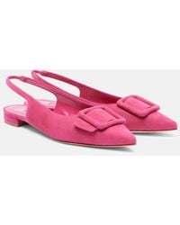 Manolo Blahnik - Maylura Suede Slingback Flats - Lyst