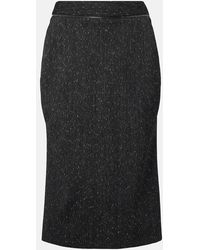 McQueen - Pinstripe Wool Tweed Pencil Skirt - Lyst