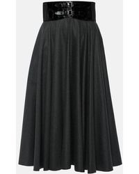 Alaïa - Falda Midi De Lana Virgen De Tiro Alto - Lyst