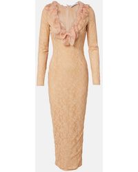 Alessandra Rich - Ruffled Lace Midi Dress - Lyst