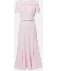 Roland Mouret - Gathered Belted Cady Midi Dress - Lyst