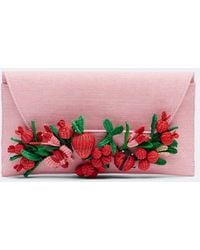 Aquazzura - Botanica Applique Raffia Clutch - Lyst