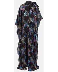 ‎Taller Marmo - Stevie Tie-Neck Silk-Blend Lame Kaftan - Lyst