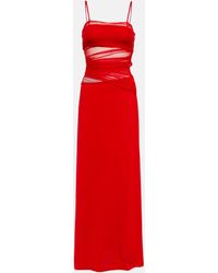 Christopher Esber Sheer-detail Ruched Silk Maxi Dress - Red