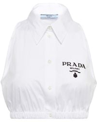 Prada Cotton-blend Crop Top - White