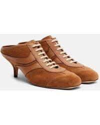 Dries Van Noten - 65 Leather-Trimmed Suede Mules - Lyst