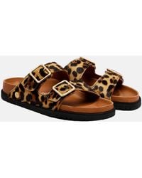 Birkenstock - Arizona Leopard-Print Calf Hair Slides - Lyst