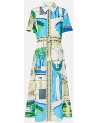 Tory Burch - Printed Silk And Cotton Shirt Dress - Lyst
