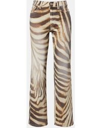 7 For All Mankind - Stovepipe Zebra-Print Straight Jeans - Lyst