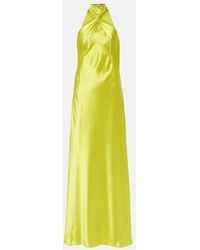 Galvan London - Portico Halterneck Satin Gown - Lyst