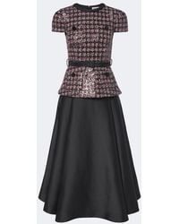 Self-Portrait - Sequined Boucle And Taffeta Midi Dress - Lyst