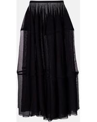 Alaïa - Semi-Sheer Midi Skirt - Lyst