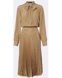 Gucci - Interlocking G Plisse Silk Midi Dress - Lyst