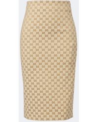 Gucci - Gg Canvas Cotton-Blend Pencil Skirt - Lyst