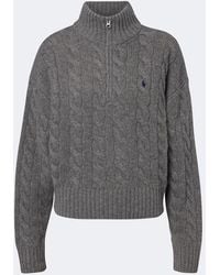 Polo Ralph Lauren - Cable-Knit Wool-Blend Half-Zip Sweater - Lyst
