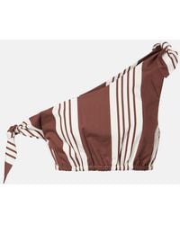 Posse - Rosie Asymmetric Striped Cotton Crop Top - Lyst