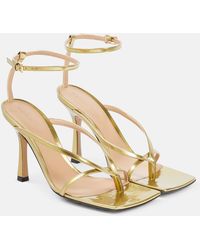 Bottega Veneta - Sandalias de piel metalizada - Lyst