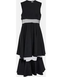 Noir Kei Ninomiya - Mesh-Trimmed Wool Midi Dress - Lyst