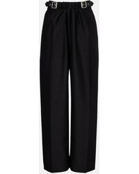 Loewe - Gathered Wool And Silk Wide-Leg Pants - Lyst