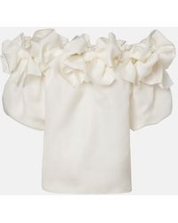 Carolina Herrera - Off-Shoulder Silk Top - Lyst