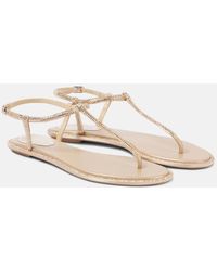 Rene Caovilla - Diana Satin And Leather Thong Sandals - Lyst
