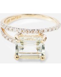 Mateo - Point Of Focus 14kt Gold Ring With Diamonds And Amethyst - Lyst