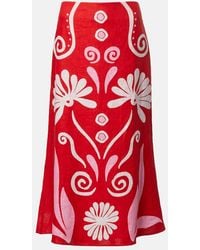Cala De La Cruz - Fabiana Printed Linen Midi Skirt - Lyst