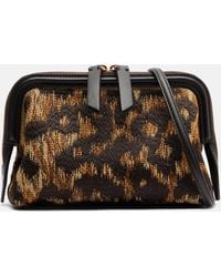 Etro - Doc Leather-Trimmed Raffia-Effect Crossbody Bag - Lyst