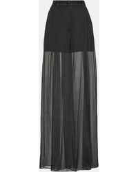 Dolce & Gabbana - Pantaloni in chiffon di misto seta a gamba larga e vita alta - Lyst