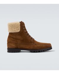 Manolo Blahnik - Sycamor Shearling-Trimmed Suede Boots - Lyst