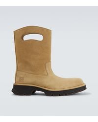 Loewe - Bobby Cutout Suede Mid-Calf Boots - Lyst