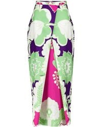 Valentino Floral Cotton Midi Skirt - Multicolor
