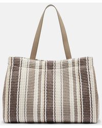 Brunello Cucinelli - Monili Medium Striped Raffia Tote Bag - Lyst