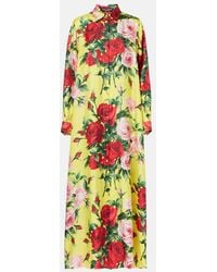 Dolce & Gabbana - Floral Silk Shirt Dress - Lyst