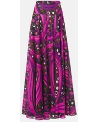 PUCCI - Fontane Cotton Muslin Maxi Skirt - Lyst