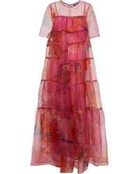 STAUD Hyacinth Floral Organza Maxi Dress - Pink