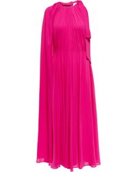 Valentino Asymmetric Silk Cape Gown - Pink